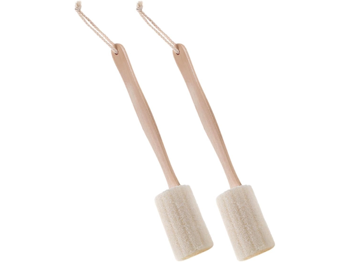 Conjunto De 2 Escovas Madeira Veemoon Para As Costas Com Cabos Longos, Esfoliação Suave E Fácil De Usar, Acessórios De