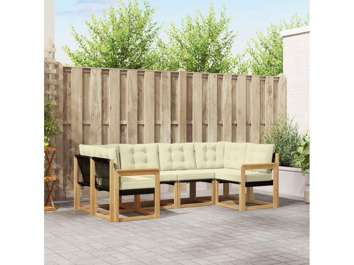 Vidaxl Conjunto De Sofás Para Exterior 6 Unid. Branco E Creme