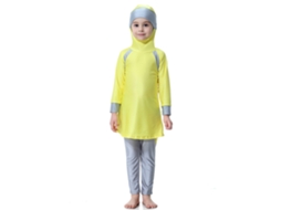 Mali maiô Musulmã Menina de Manga Longa e Calcinha Conjunto de Banho Amarelo 100