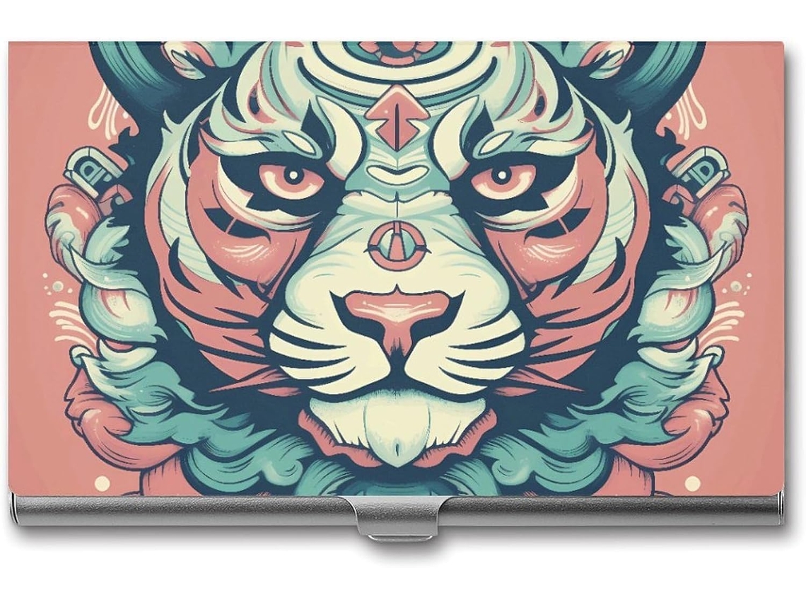 Porta de Visita Fino em Metal com Motivo Tigre e Leve Organizador