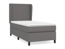 Cama com Molas Couro Artificial Cinzento MAISON EXCLUSIVE 100x200 cm