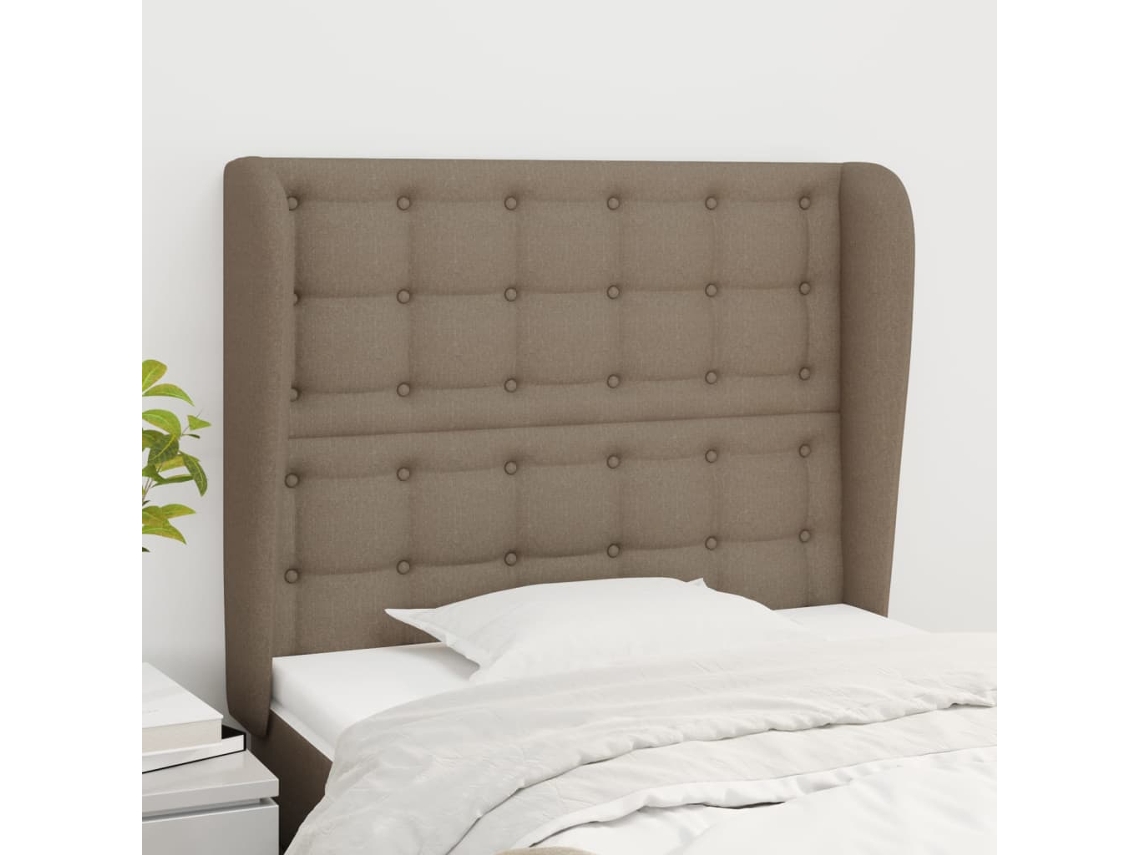 Cabecero con Alas de Tela 83x23x118/128cm Gris-Marrón