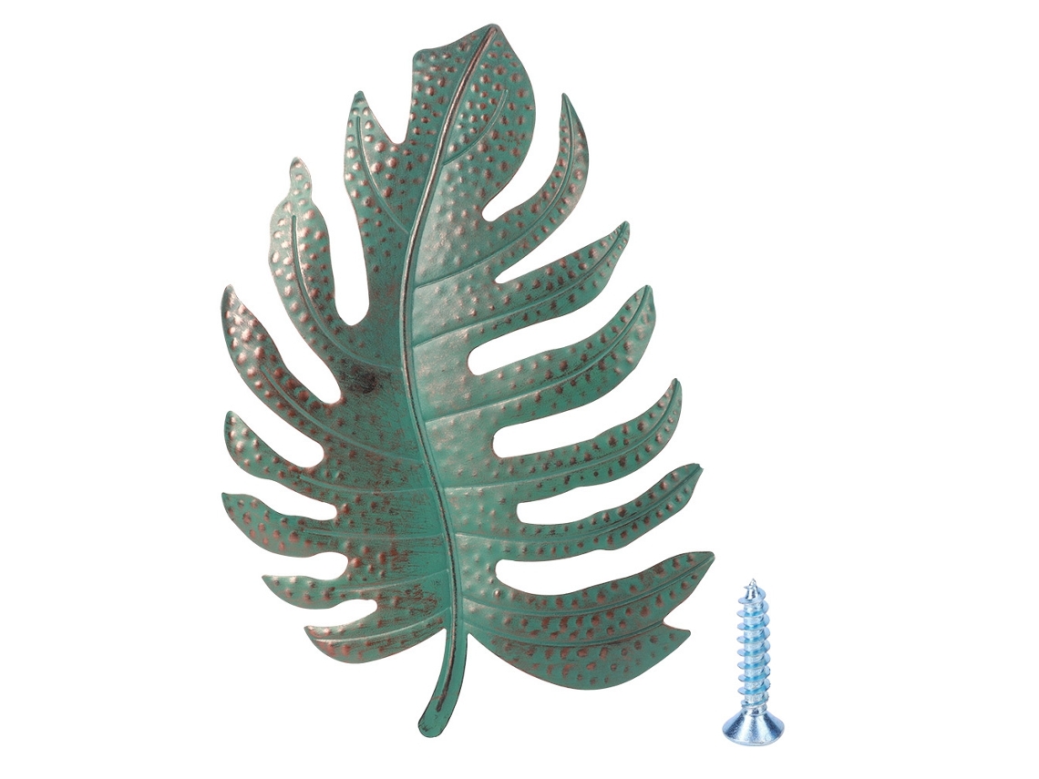 Baok - Ornamento de folha azul simulada em ferro para pendurar na parede, ideal para decoração de interiores, artesanato e trabalhos manuais.