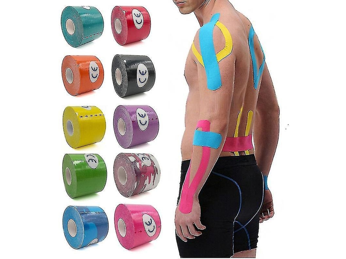 Lurelia Fita Cinesiologia Bandagem Elástica Muscular Para Ginástica Esportiva, 7, 5 Cm X 500 Cm, Fita De Cinesiologia Dourada