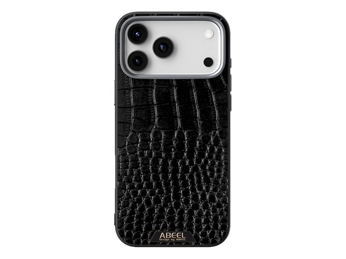 Capa Abeel Para Iphone 17 Pro Magsafe Em Couro Genuíno Preto