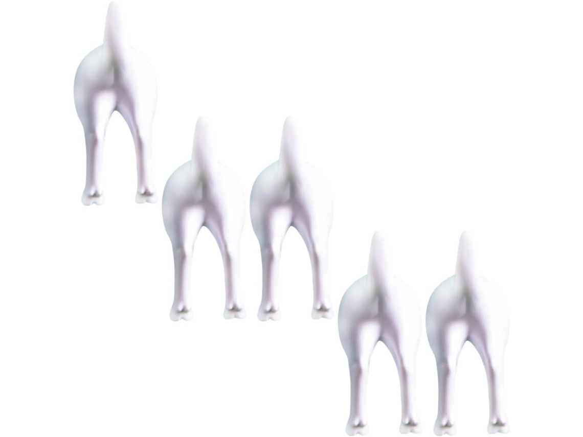 Conjunto De 5 Ganchos Parede Em Formato Rabo Cachorro, Abs Branco,