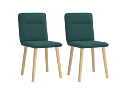 vidaXL Cadeiras de jantar 2 pcs tecido verde-escuro