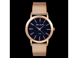 Relógio de Pulso Analógico de Quartzo com Pulseira de Malha Simples Elegante (ouro Rosa)