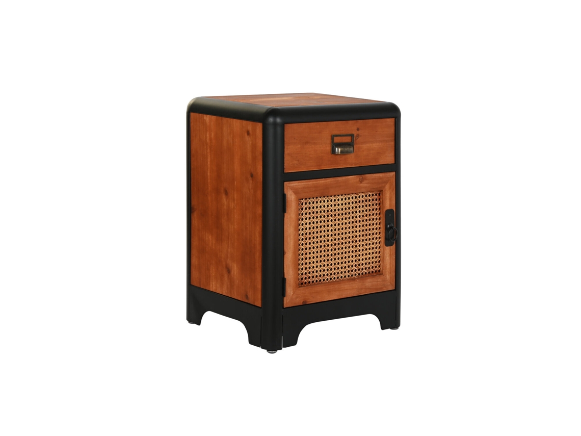 Mesa de Cabeceira ALEXANDRA HOUSE LIVING em metal marrom escuro e madeira de pinho (48x40x62cm)