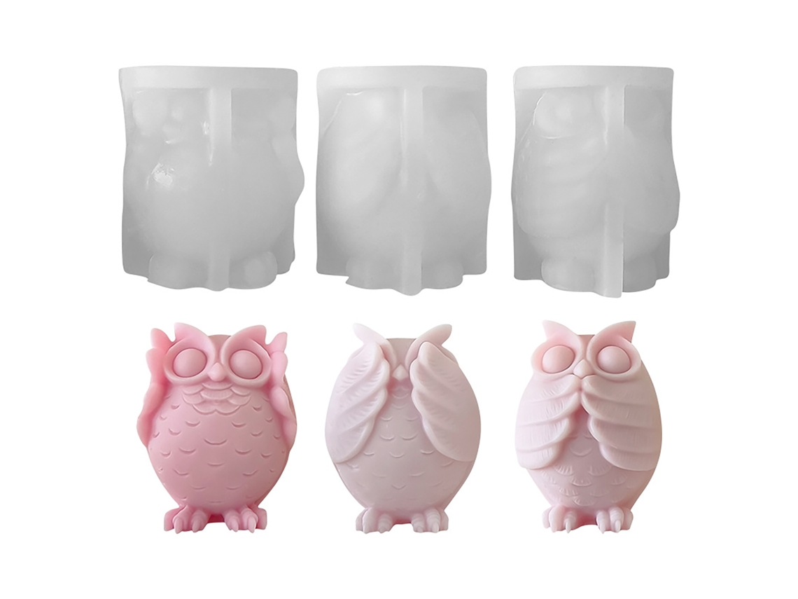 Molde de Silicone para Velas com Design de Coruja 3D LAXISCREED