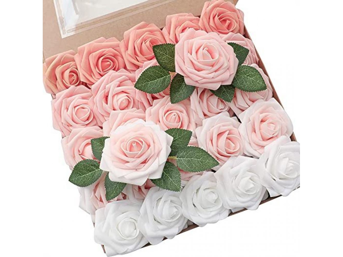 Rosas Artificiais 25 Peças Flores Decorativas Falsas
