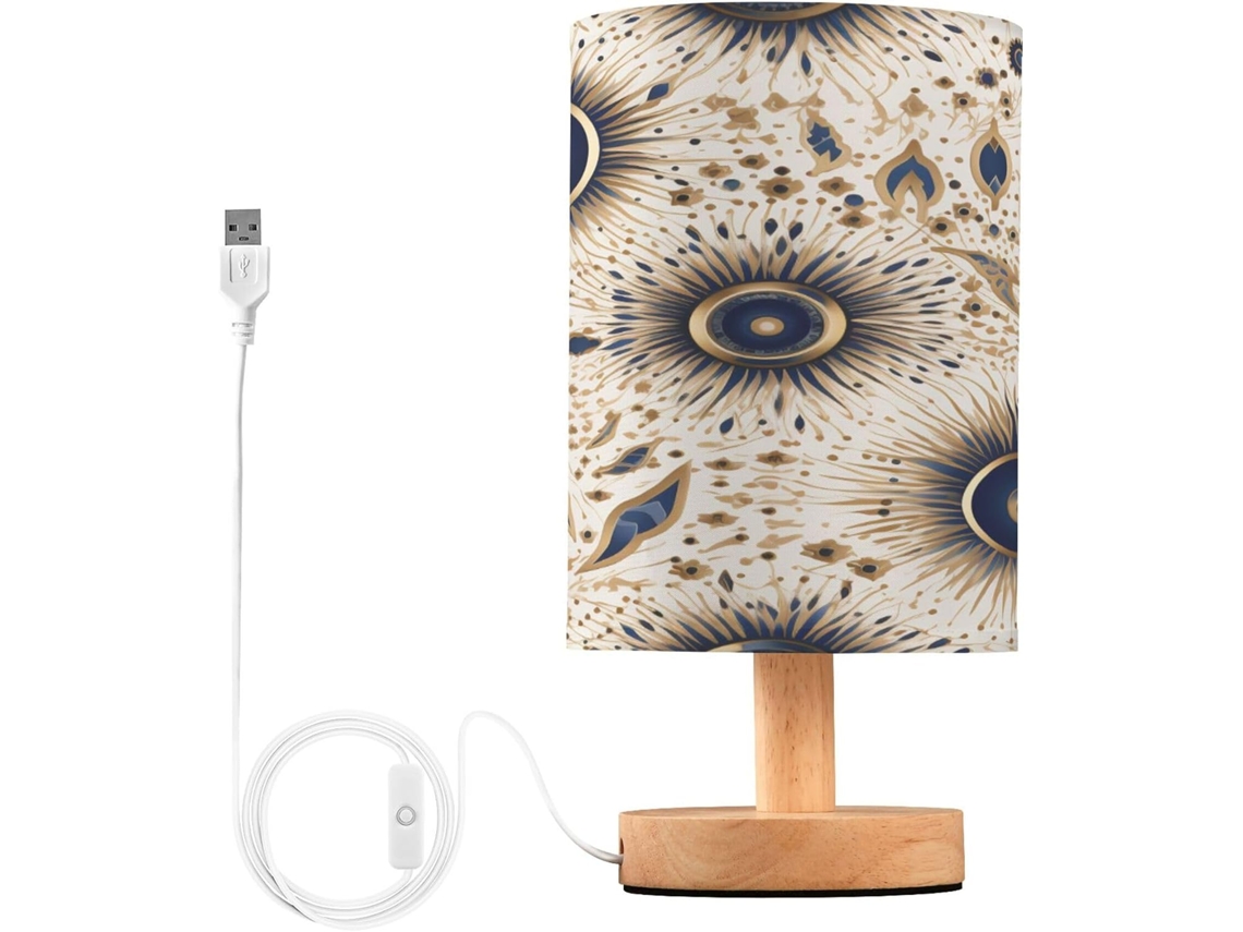 Abajur De Cabeceira Original Com Padrão Monocromático Para Quarto, Luminária De Cabeceira Led, Luminária De Leitura Com