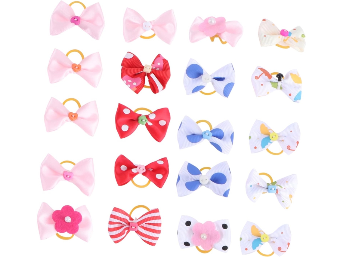 Conjunto De 60 Laços Ajustáveis Cabelo Cães Com Elásticos Decorativos E Coloridos