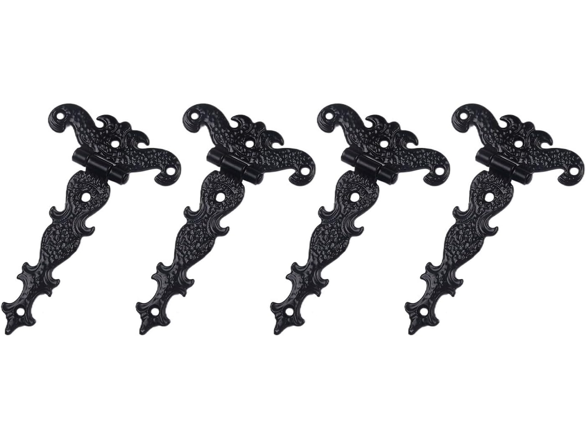 Conjunto De 4 Dobradiças Decorativas Retrô Em Liga Zinco Para Móveis