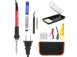 Conjunto De Soldadura Eléctrica Ajustável De Temperatura 60w 15 Peças Ferramentas De Soldar Madeira Plug Us 110v Vermelho