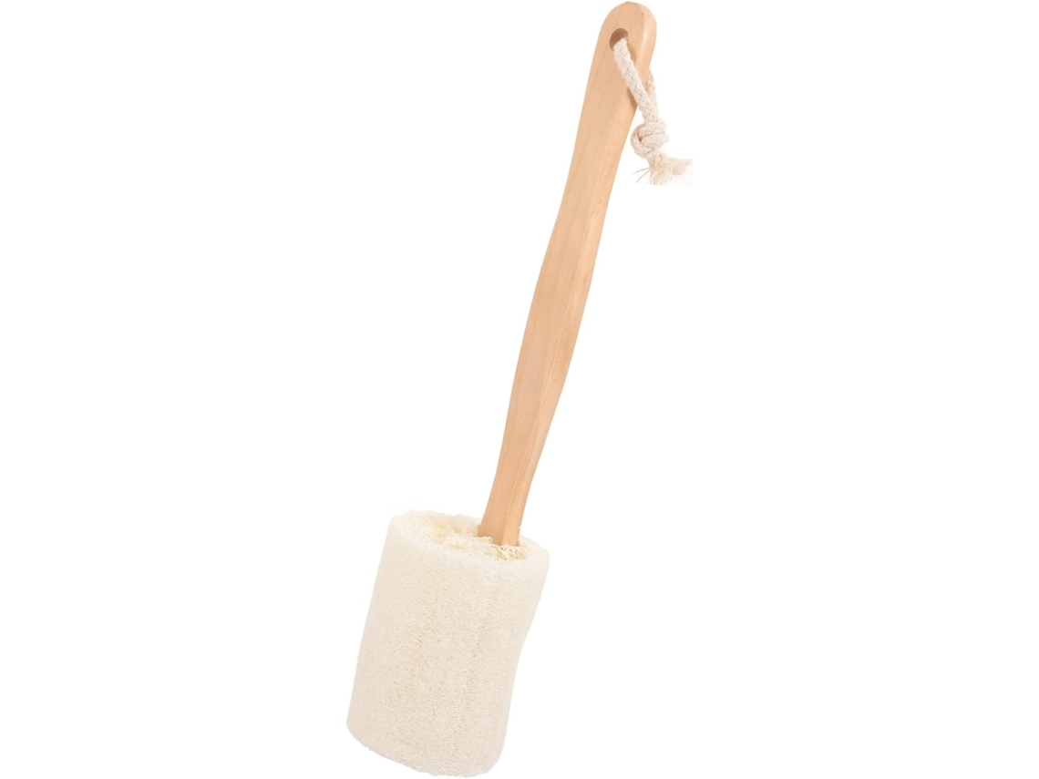 Escova De Banho Madeira Mikikit Com Bucha Natural, Cabo Longo, Escova Esfoliante Corporal, Limpa E É Confortável Para