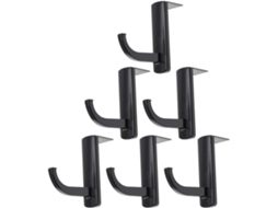 Pacote De 6 Crochets Noirs En Plastique Para Casque Audio, Support De Pratique Et Lisse Pour Bureau Et Salle D