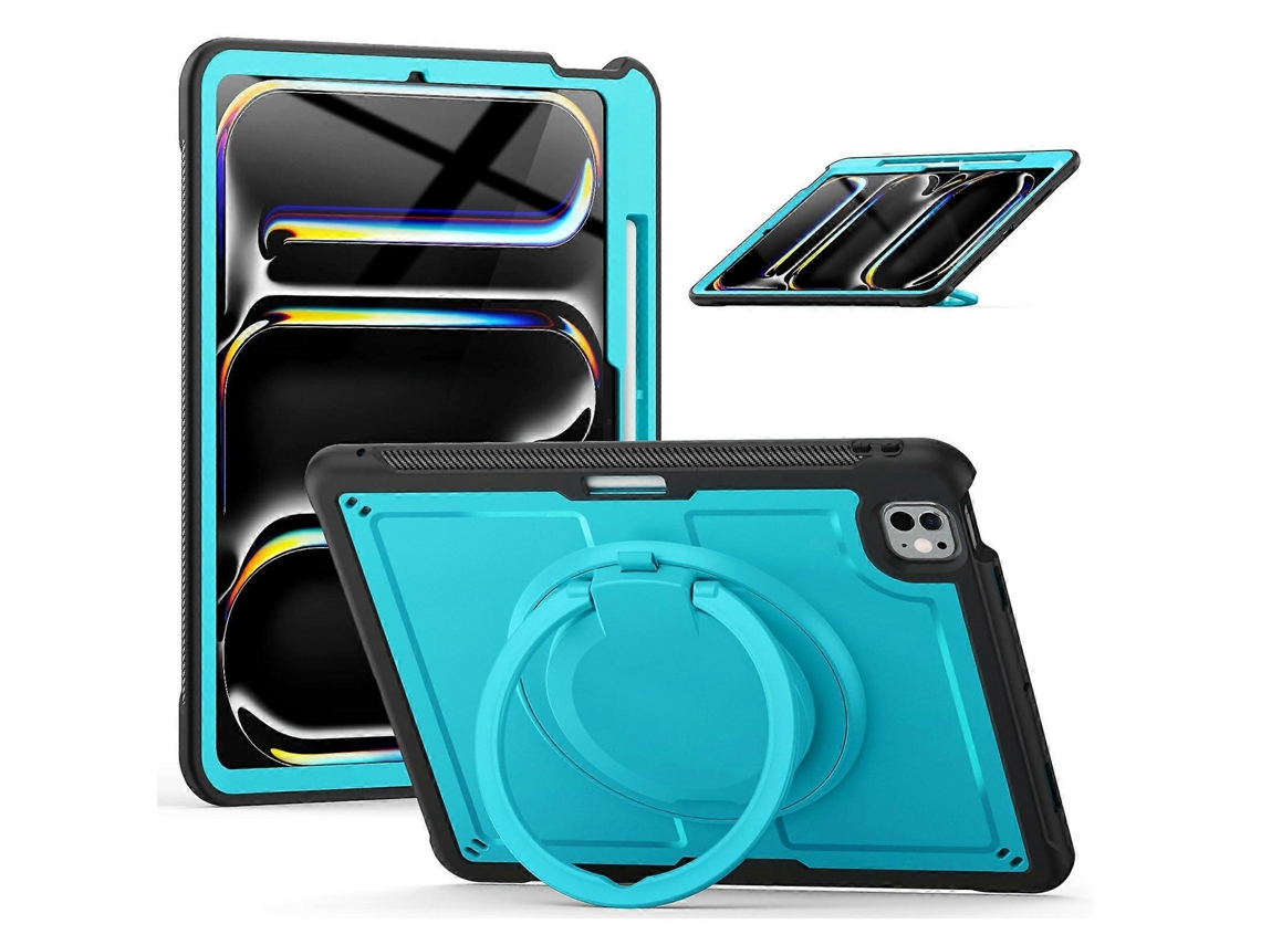 Capa para iPad Pro 13 com suporte de altura e ombro, PC + PU, Azul-bebê Hengrongshen (2024)