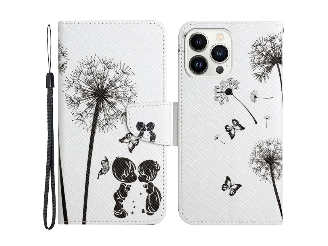 Capa Pega Dente Leão Para Iphone 15 Pro Pele Sintética