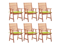 Vidaxl Cadeiras De Jantar P/ Jardim 6 Pcs C/ Almofadões Acácia Maciça