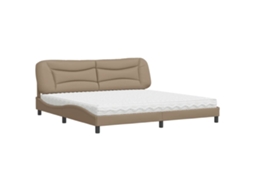 Cama com Colchão Cappuccino VIDAXL Pele Sintética Castanho (218x205x745cm)