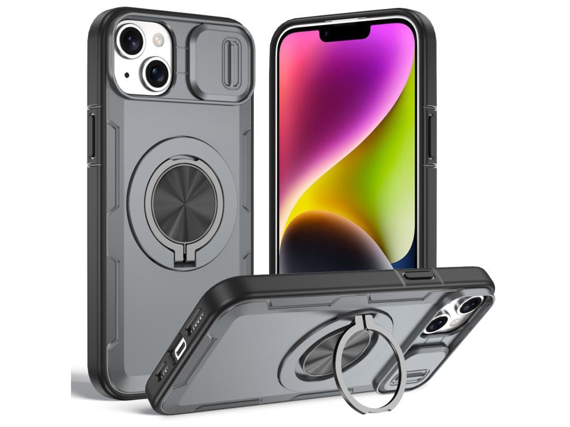 Capa Zruxe Compativel Com Iphone 14 Plus (magsafe - Suporte Giratorio -cinzento)