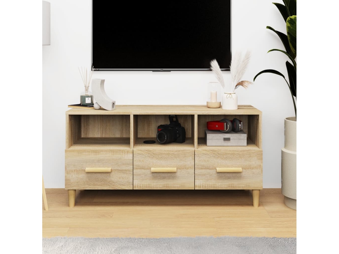 Vidaxl Móvel P/ Tv 102x36x50 Cm Madeira Processada Cor Carvalho Sonoma