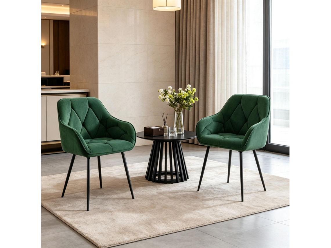 Cadeiras De Sala De Jantar Elegantes, Conjunto De 2, Assento Acolchoado Confortável