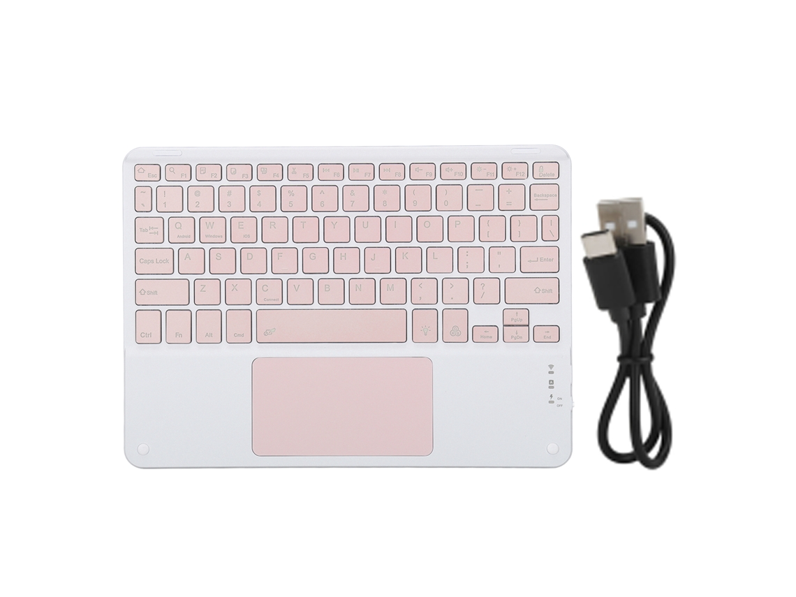 Teclado Com Touchpad Rgb Sem Fio De 10 Polegadas Rosa