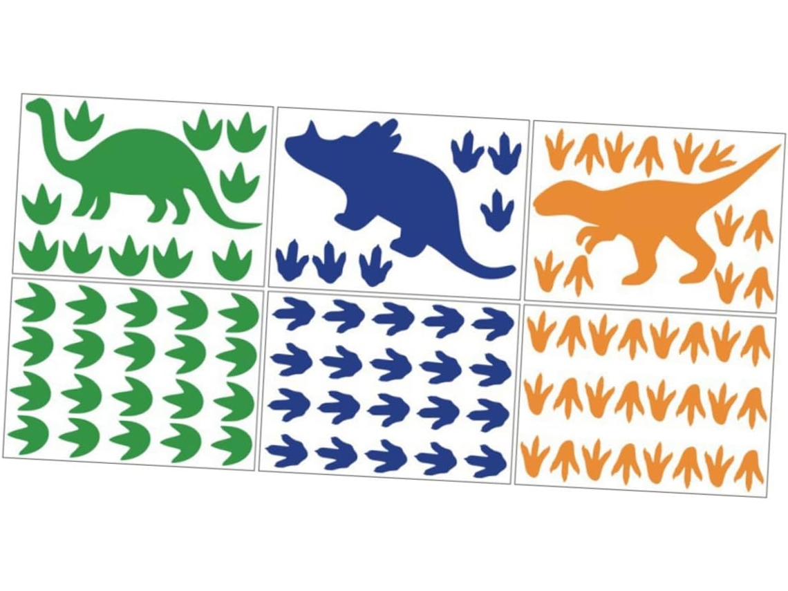De Parede De Dinossauros, Decorações De Parede Coloridas Em Azul, Verde E Laranja Para Quarto De Bebê/quarto Infantil. Gokoco