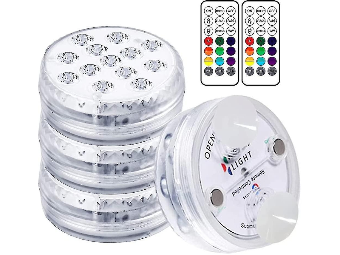 Rebe luz Submarina Led Ip68 com Controle Remoto, 13 Leds com Mudança de Cor, Impermeável, Ideal para Piscinas e Decoração Festiva