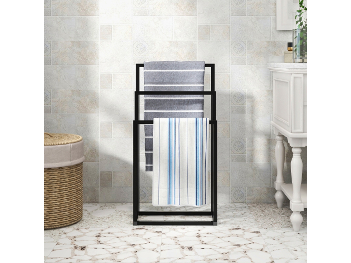 Porta toalha de pé 3 níveis, amplo, para banheiro e piscina, porta toalhas grandes