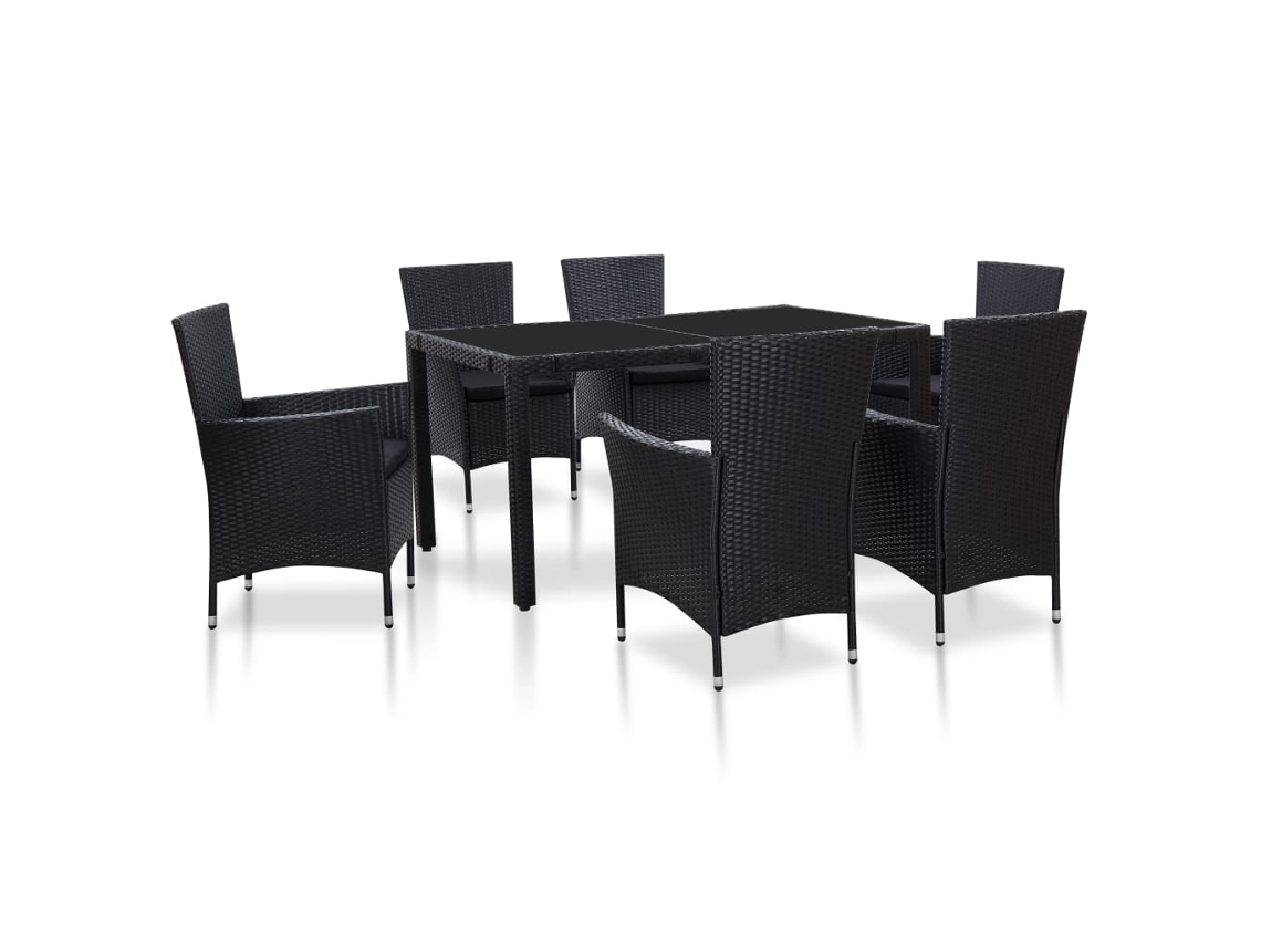 Garden Table And Chair, Garden Tables And Chairs Vidaxl Preto Rattan / Vime (mesa Com 150 Cm De Comprimento)
