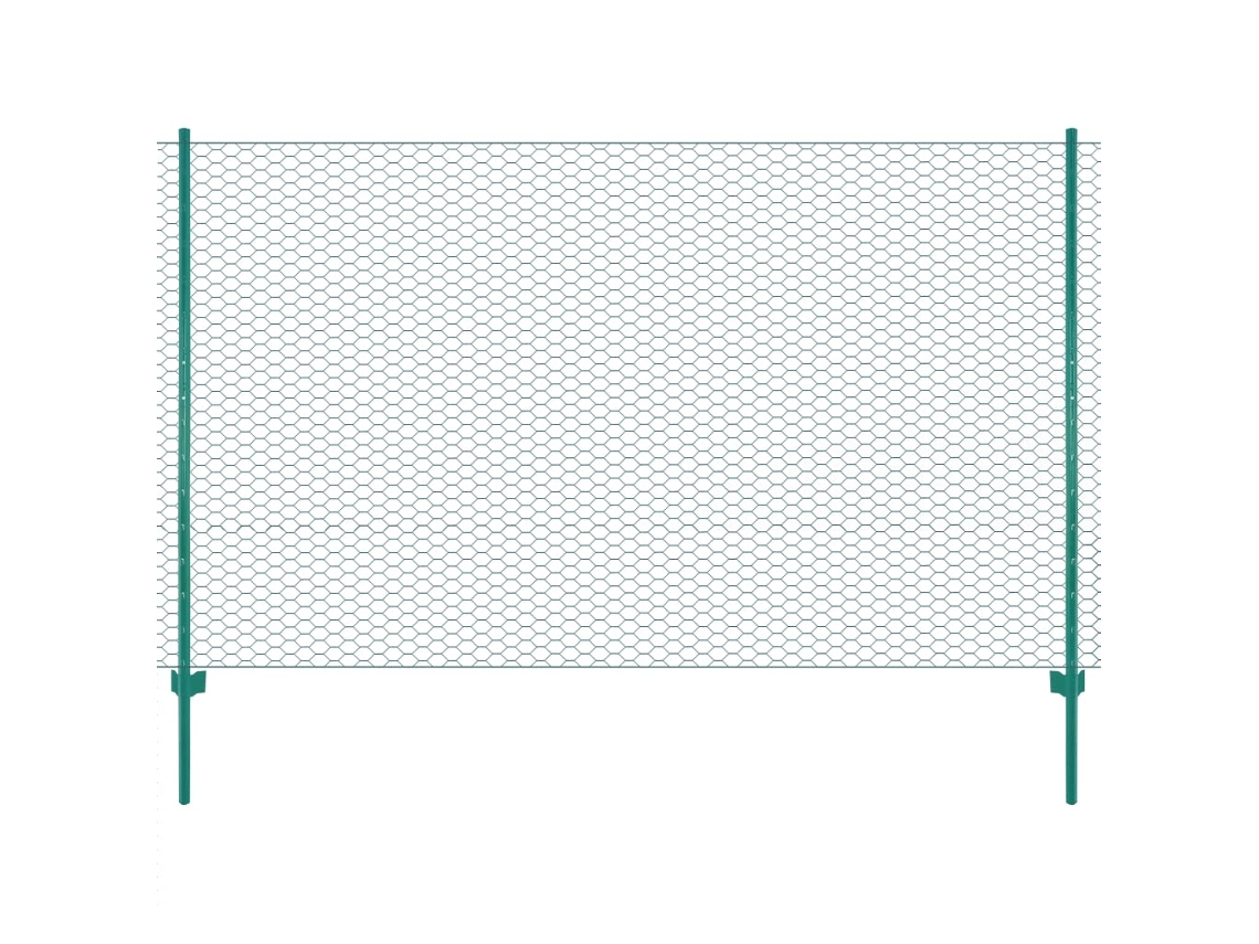 Vidaxl Cerca De Arame Com Postes Aço 25x2 M Verde