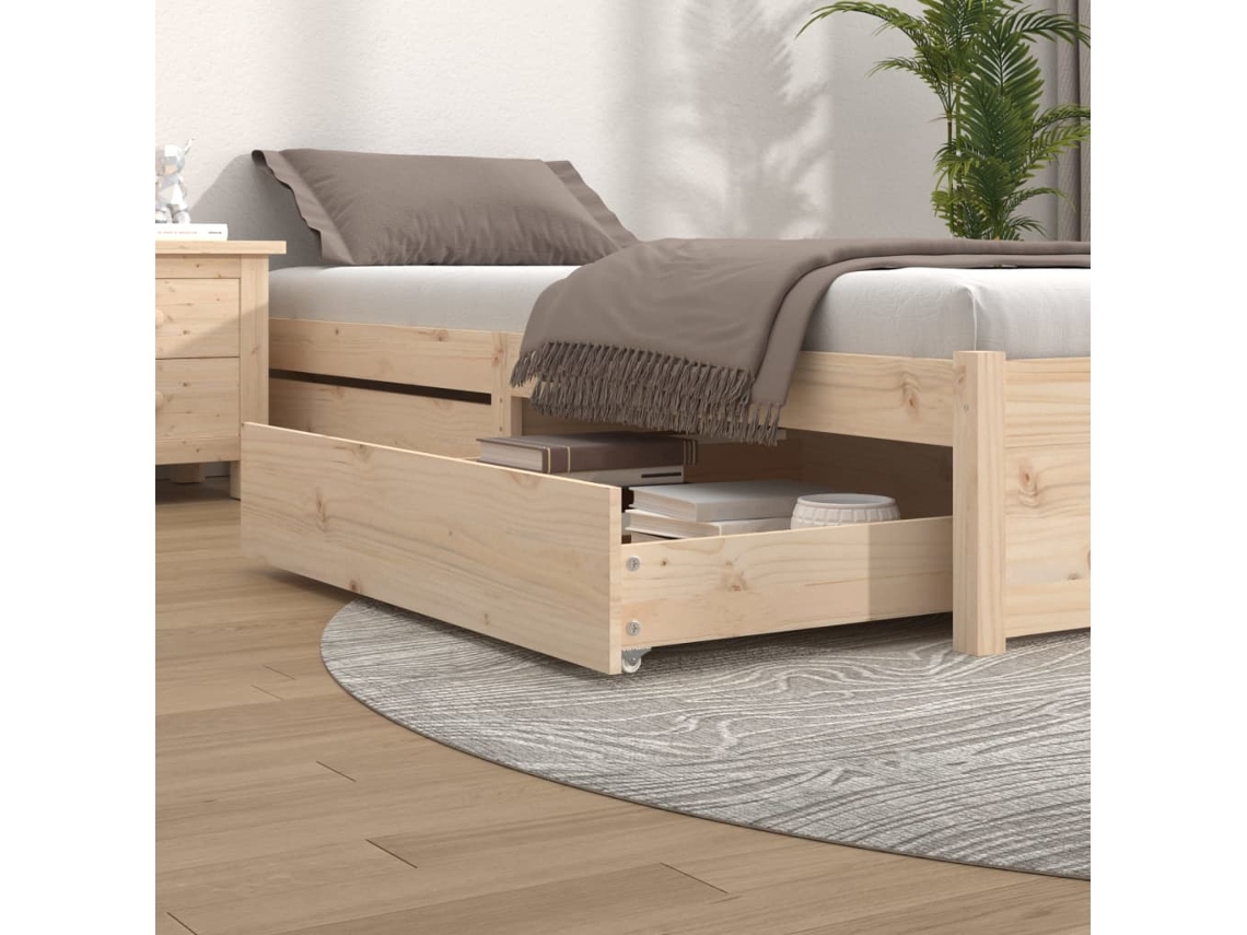 Vidaxl Gavetas De Cama 2 Pcs Madeira De Pinho Maciça