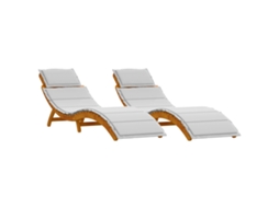 Conjunto 2 Espreguiçadeira Vidaxl Cinzento-claro Madeira De Acácia Maciça (55 X 184 X 64cm)