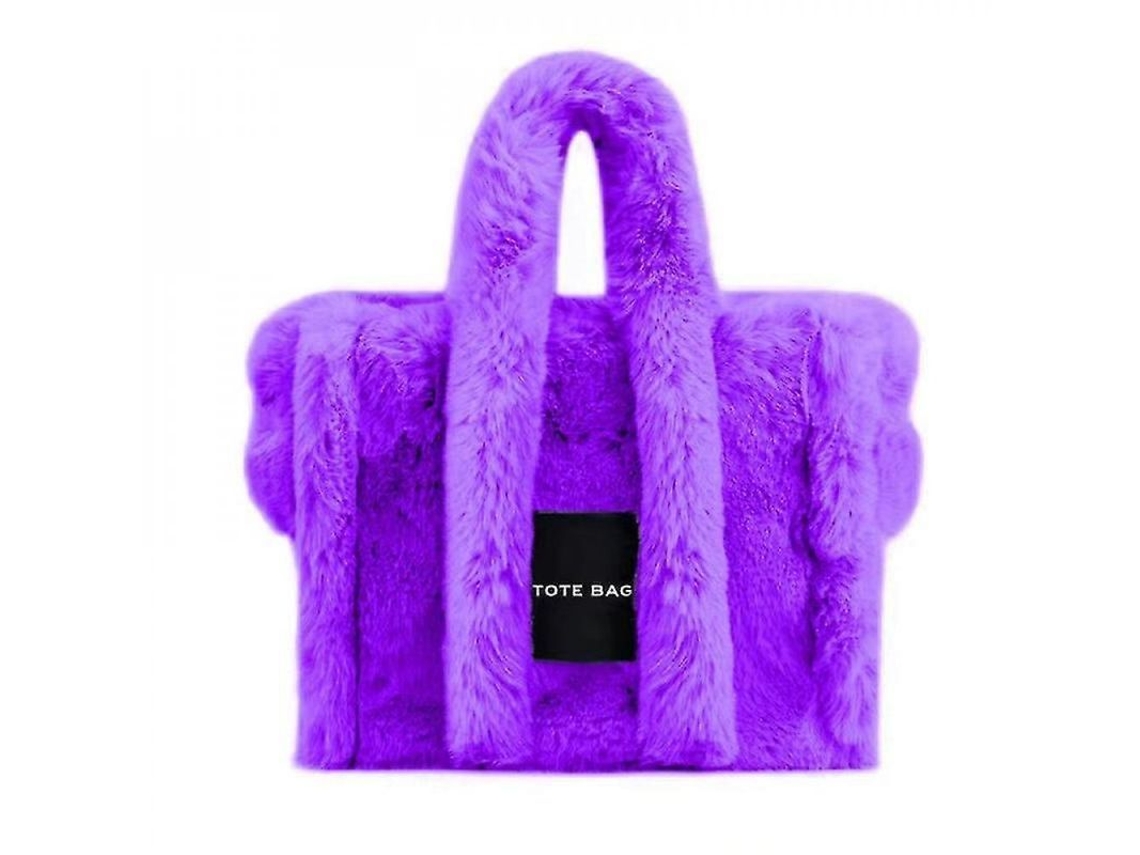 2026 bolsa de Pelúcia para Mulher, Bolsa Fluffy Y2k de Alta Qualidade, Bolsa Tote Macia para Inverno e Ocasiões Diárias Morado
