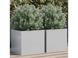 Vidaxl Vasos/floreiras 2 Pcs 32x30x29 Cm Aço Galvanizado Prateado