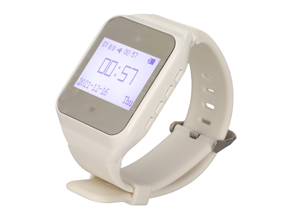 Aetheria pulseira Pager com Display Lcd Calendário Alarme Vibração Sistema de Chamada Sem Fio Branco Plug Ue
