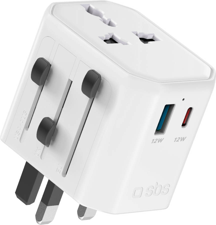 Adaptador de Viagem SBS Universal 2 Portas (Potência Total: 2500W)