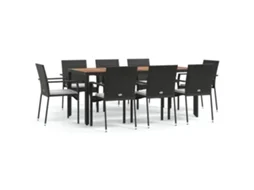 Garden Dining Set, Garden Dining Sets Vidaxl Preto Rattan / Vime (190 Cm Table Length)