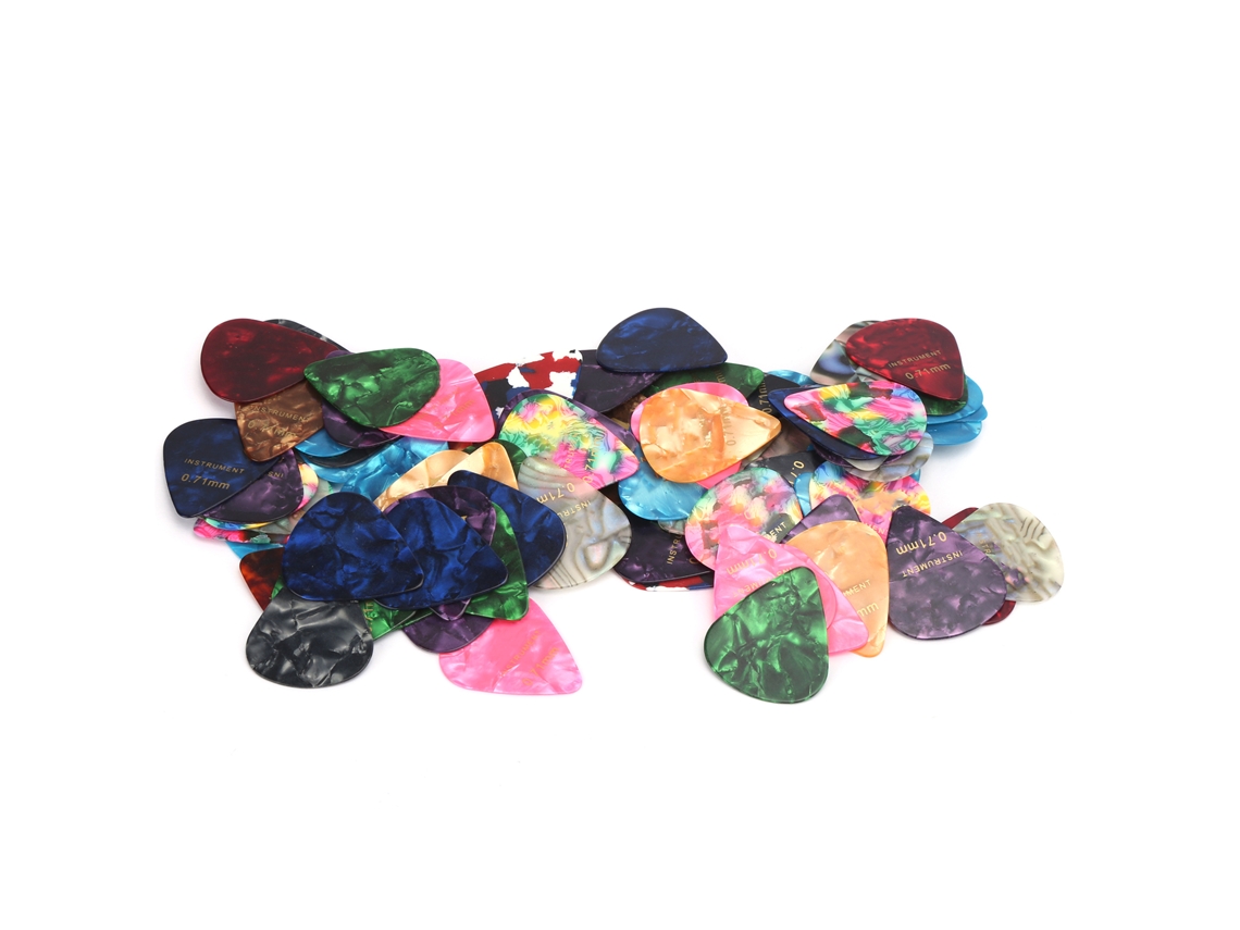 100 Palhetas Coloridas de 0,71 Mm para Guitarra, Acessórios Universais para Instrumentos Musicais AQUAFORGE