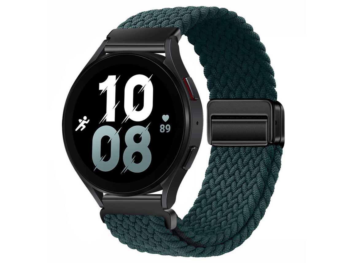 Compatível Com Huawei Gt6 Gt5 E Samsung Watch7 Pulseira De Nylon Trançado Fecho Magnético, Elástica E Respirável, Verde
