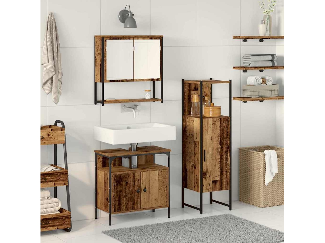 Vidaxl Conjunto De Móveis Para Banheiro 3 Unid. Castanho