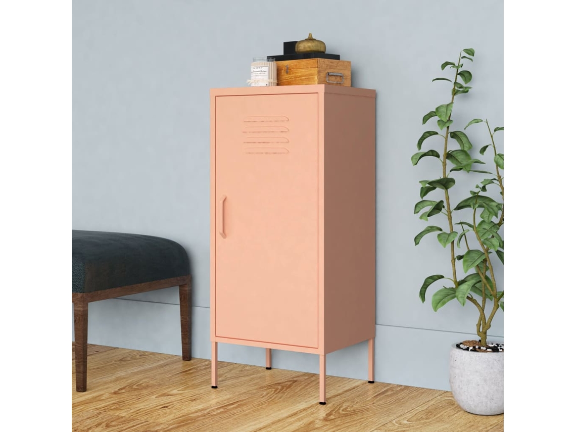 Vidaxl Armário De Arrumação Aço 42,5x35x101,5 Cm Rosa