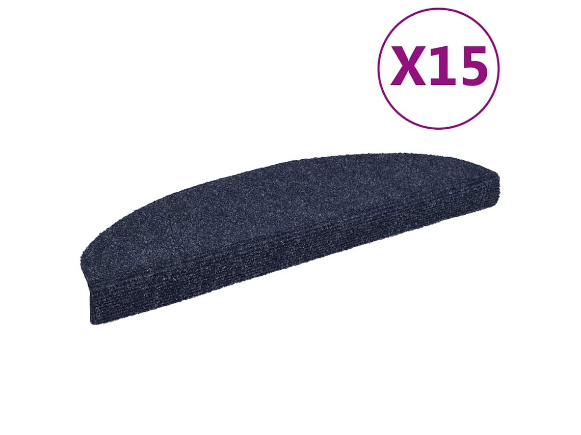Vidaxl Tapetes De Escada Autoadesivos 15 Peças 65x21x4 Cm Azul Semicircular Grande