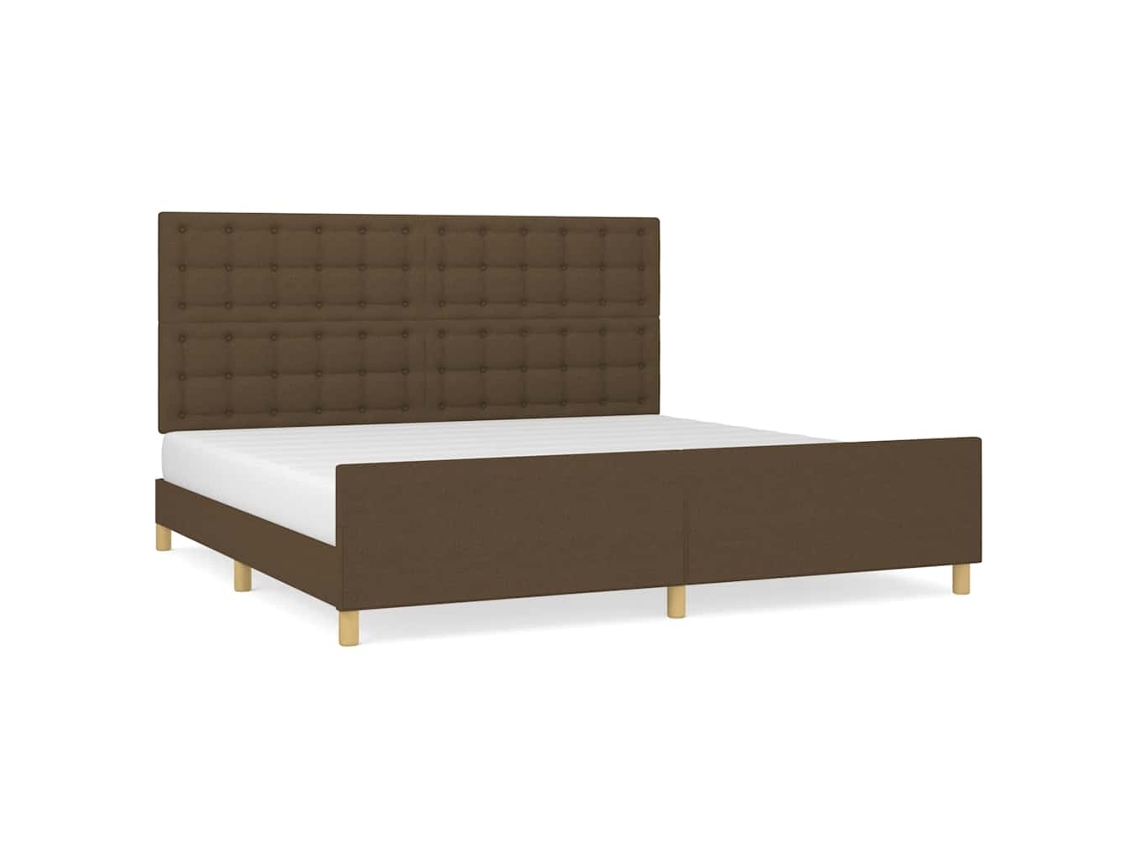Bed Frame With Headboard, Bed Frames With Headboards Vidaxl Marrom Tecido (200 X 200 Cm)