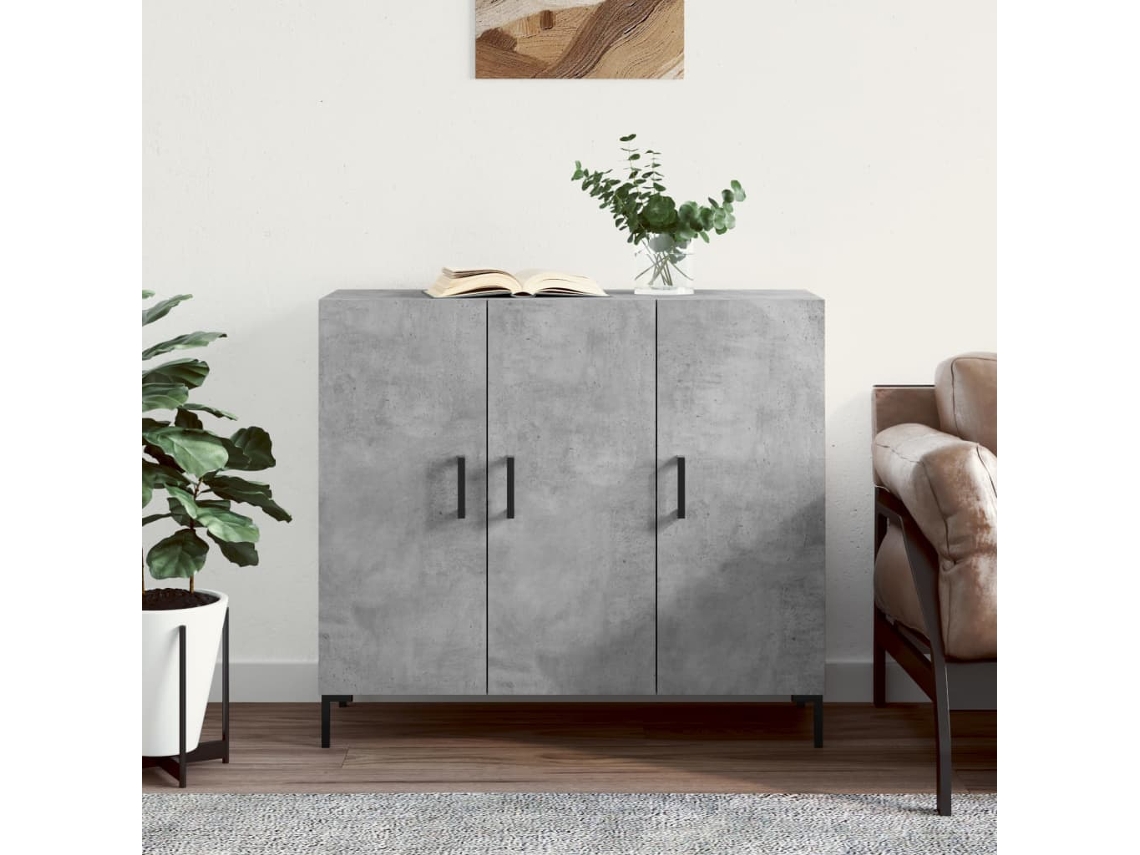 Vidaxl Aparador 90x34x80 Cm Madeira Processada Cinza Cimento