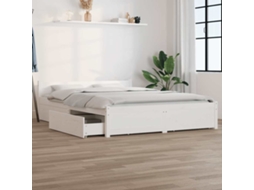 Vidaxl Estrutura De Cama Com Gavetas 135x190 Cm Casal Branco