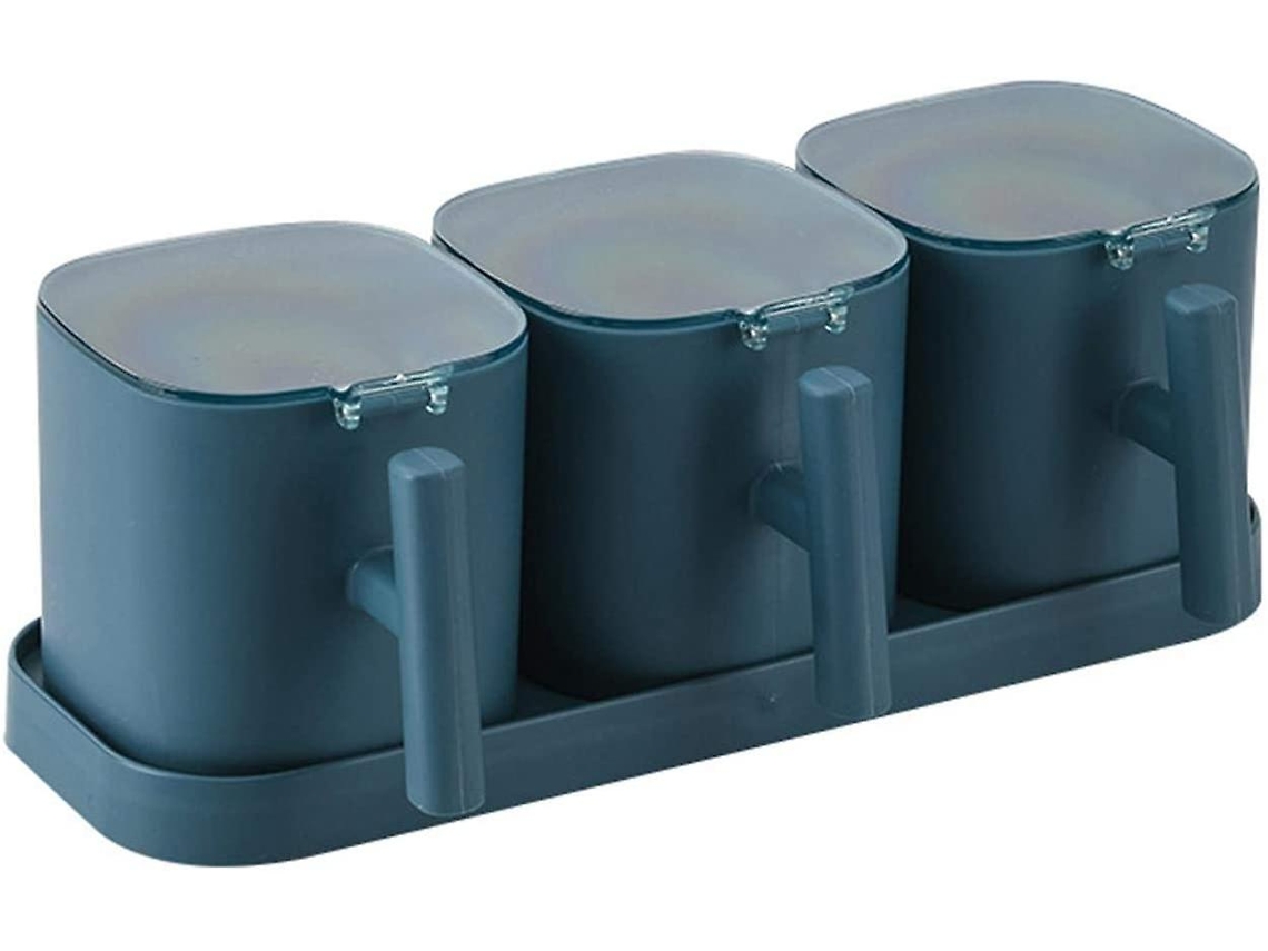 Conjunto De Frascos De Tempero Com Bandeja, Vedação À Prova De Umidade, Saliera, Três Peças